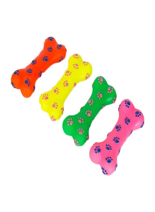 Pups&Pets Colorful Squeaky Paw Print Rubber Non Toxic Sound & Chew Bone Toy for Puppies & Small Dogs (Color May Vary). - Image 3